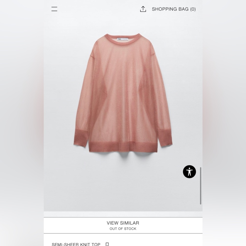 Zara Semi-Sheer Knit Top, M